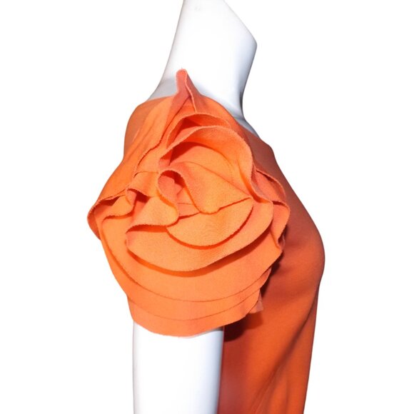 PIETRO BRUNELLI Dress, XS Maternity, Orange, Fabric Flower/Short sleeve, Zipper - Picture 8 of 15